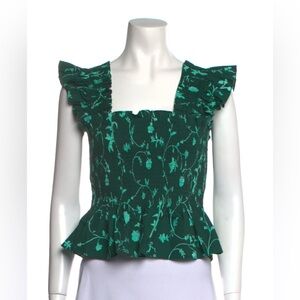 Hill House Green Floral Crop Top